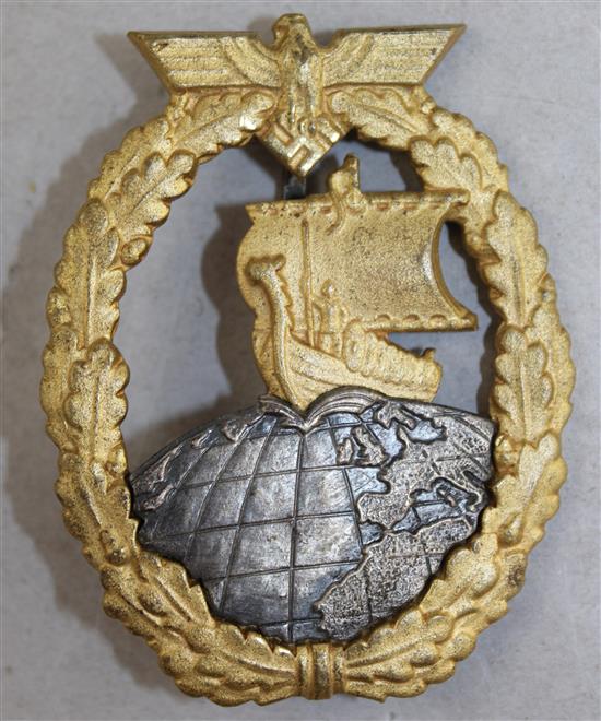 A German Third Reich Auxiliary cruiser badge,